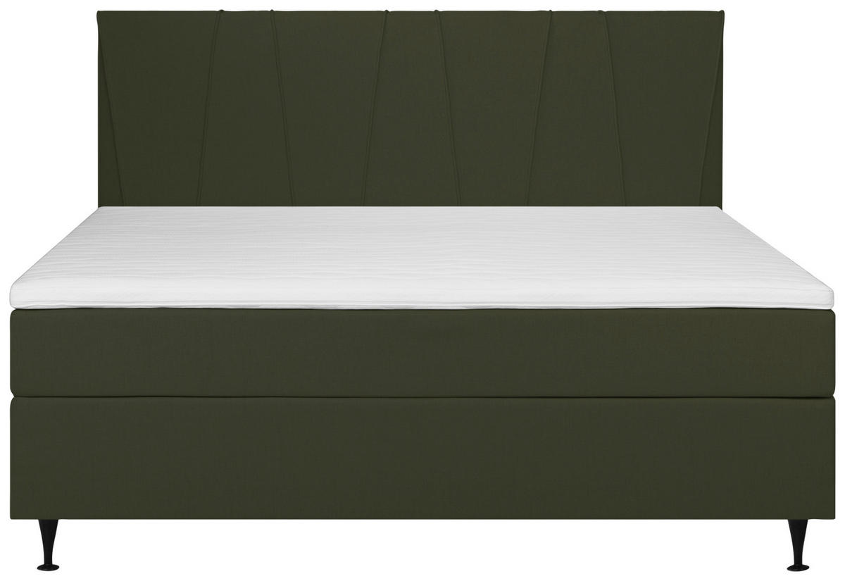 BOXSPRINGBETT 140/200 cm  in Dunkelgrün  - Dunkelgrün/Schwarz, Modern, Textil (140/200cm) - MID.YOU