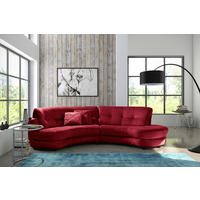 ECKSOFA in Samt Bordeaux  300/113 cm  - Bordeaux/Schwarz, Design, Kunststoff/Textil (300/113cm) - Livetastic