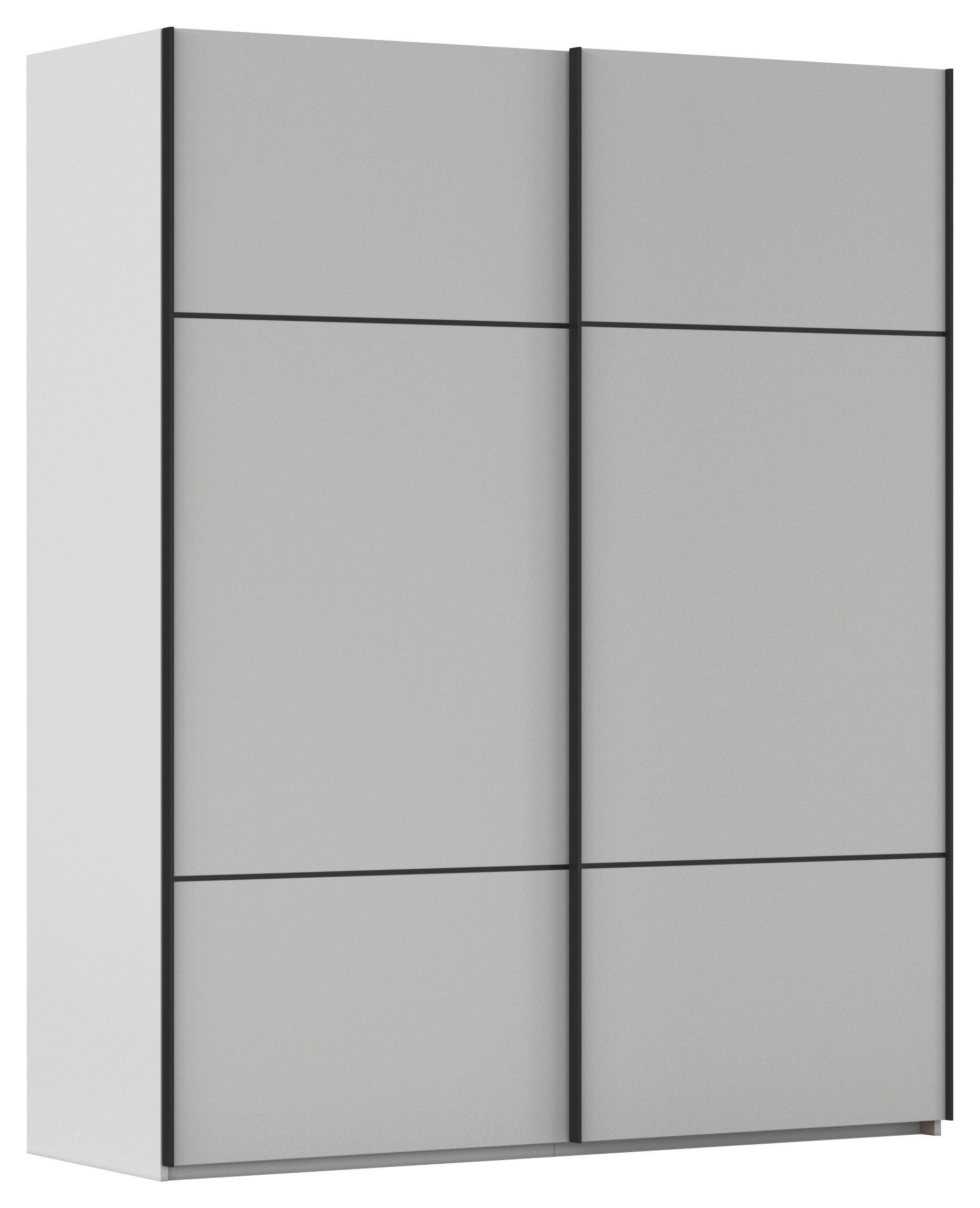 SCHWEBETÜRENSCHRANK Grau  - Schwarz/Grau, Konventionell, Holzwerkstoff/Metall (162/223/68cm) - Novel