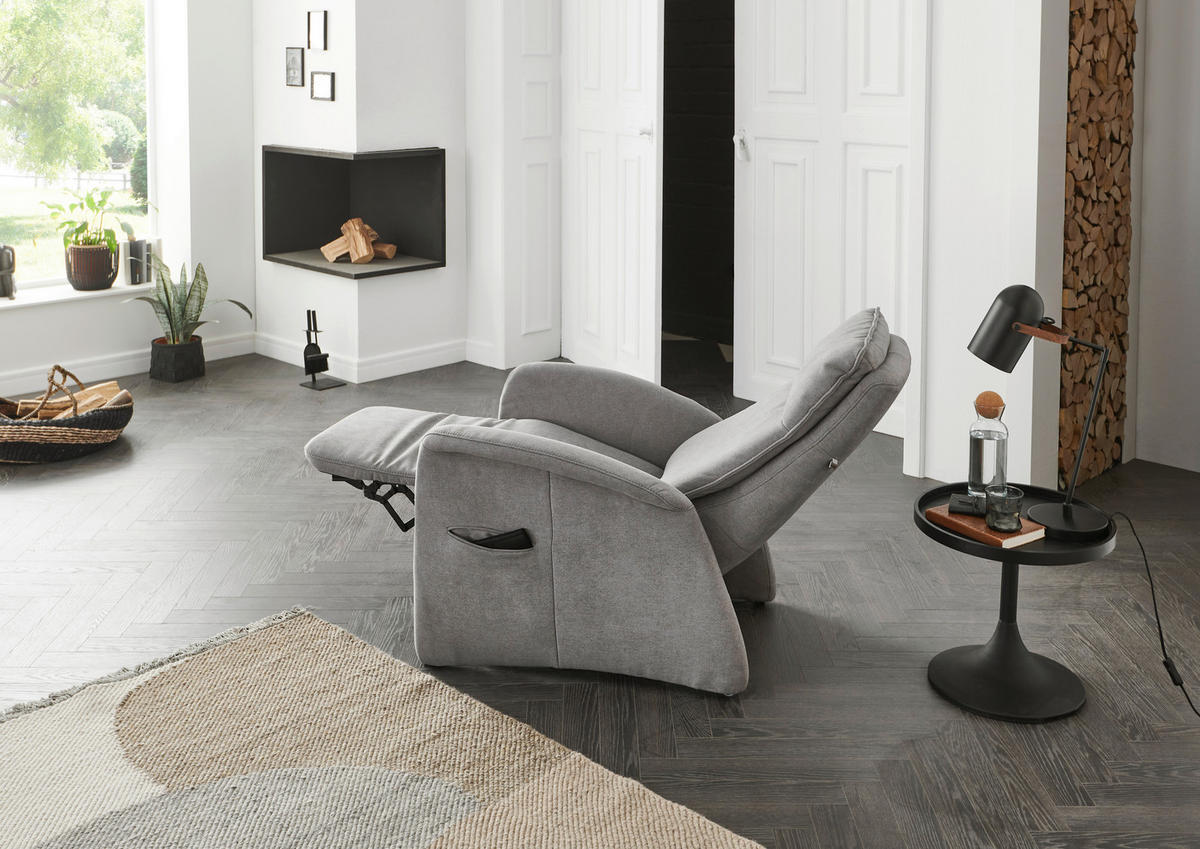 FERNSEHSESSEL in Chenille Grau  - Grau, KONVENTIONELL, Kunststoff/Textil (79/108/87cm) - Valdera