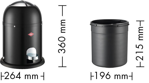 ABFALLSAMMLER MINI MASTER 6 L  - Schwarz, Basics, Kunststoff/Metall (36cm) - Wesco