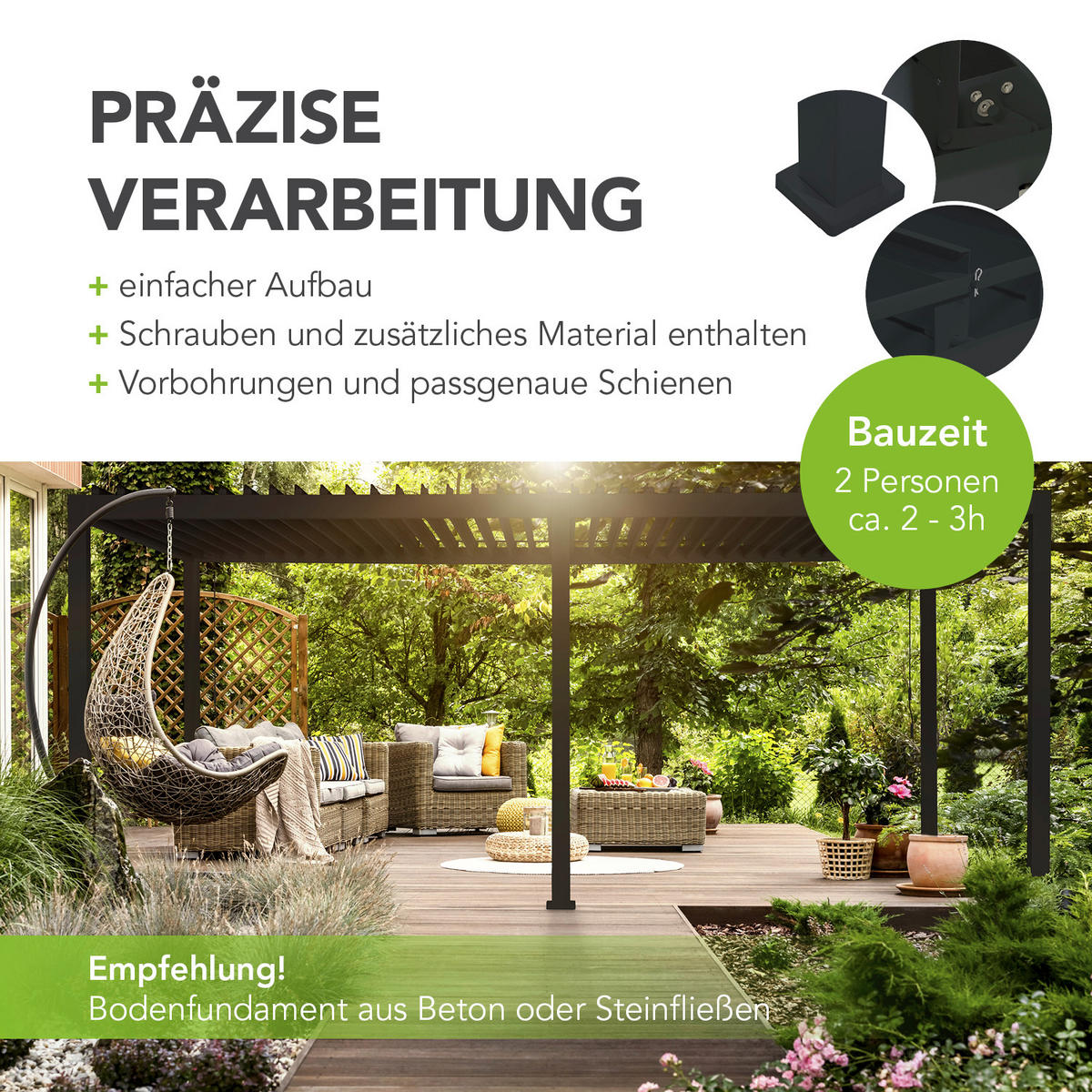 PERGOLA - Anthrazit, Basics, Metall (600/255/300cm) - Gardenson
