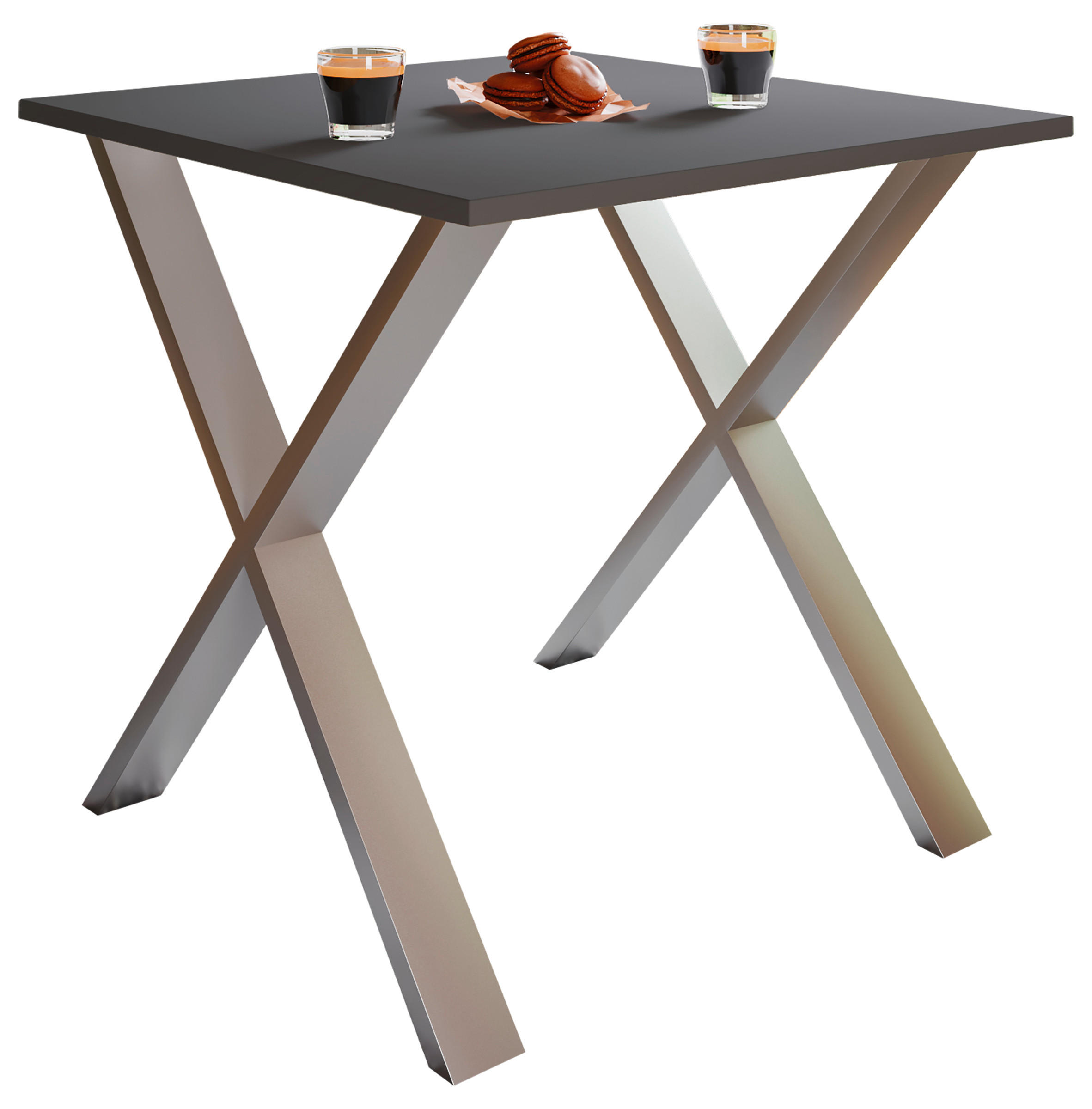 ESSTISCH in Holzwerkstoff 80/80/76 cm  - Anthrazit/Schwarz, Basics, Holzwerkstoff (80/80/76cm) - MID.YOU