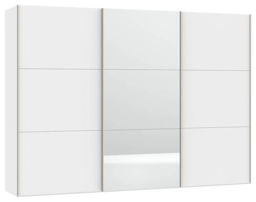 SCHWEBETÜRENSCHRANK 303/215/65 cm 3-türig Weiß  - Edelstahlfarben/Weiß, Design, Glas/Holzwerkstoff (303/215/65cm) - Boxxx