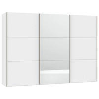 SCHWEBETÜRENSCHRANK 303/215/65 cm 3-türig Weiß  - Edelstahlfarben/Weiß, Design, Glas/Holzwerkstoff (303/215/65cm) - Boxxx