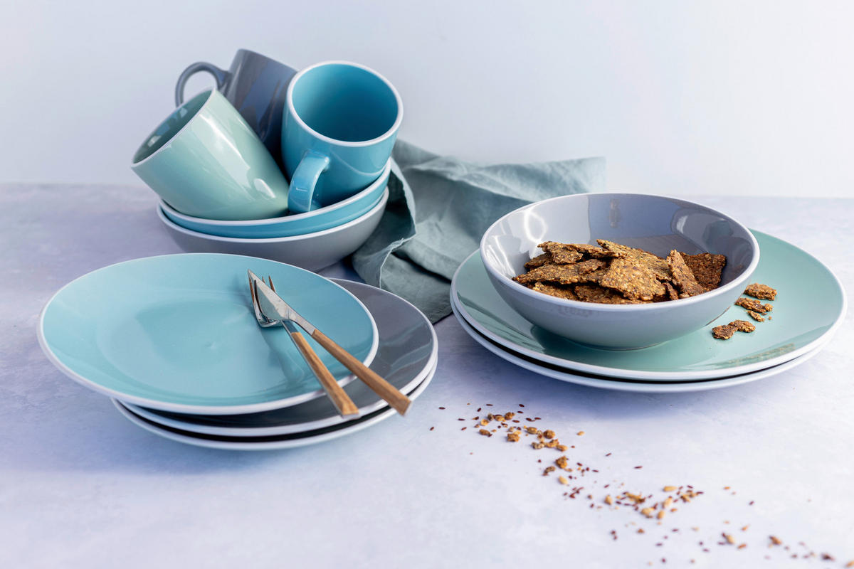 KOMBISERVICE Elissa 24-teilig  - Grün, Basics, Keramik (46,5/33/32cm) - Mäser