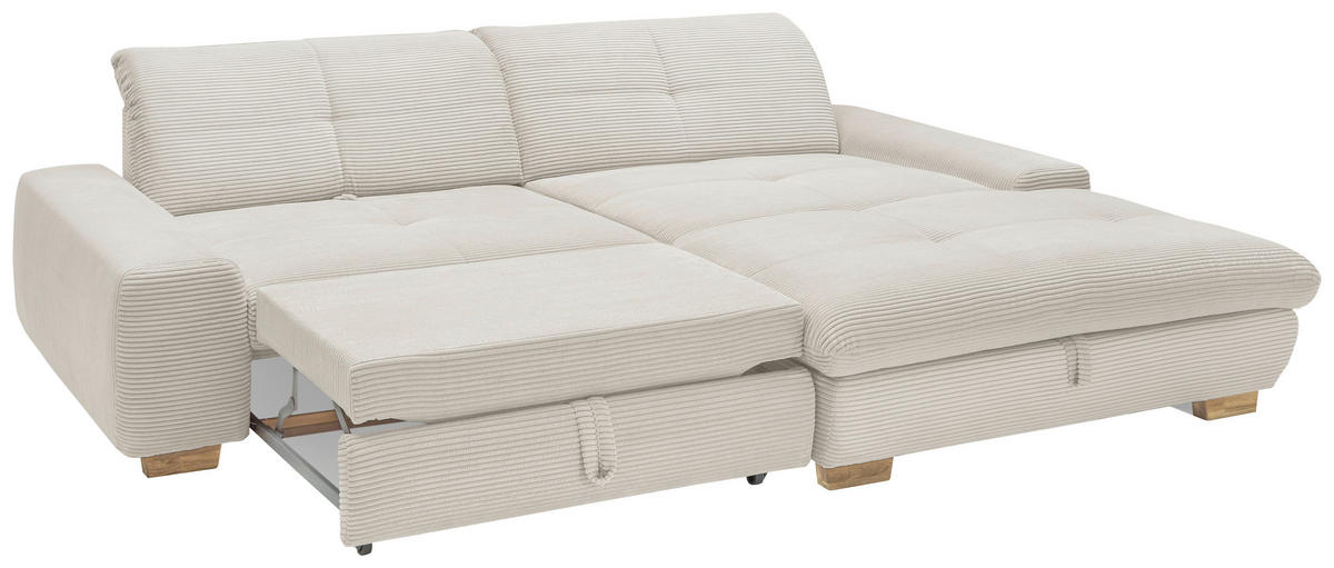 ECKSOFA Creme Cord  - Eichefarben/Creme, Design, Holz/Textil (276/198cm) - SetOne by Musterring