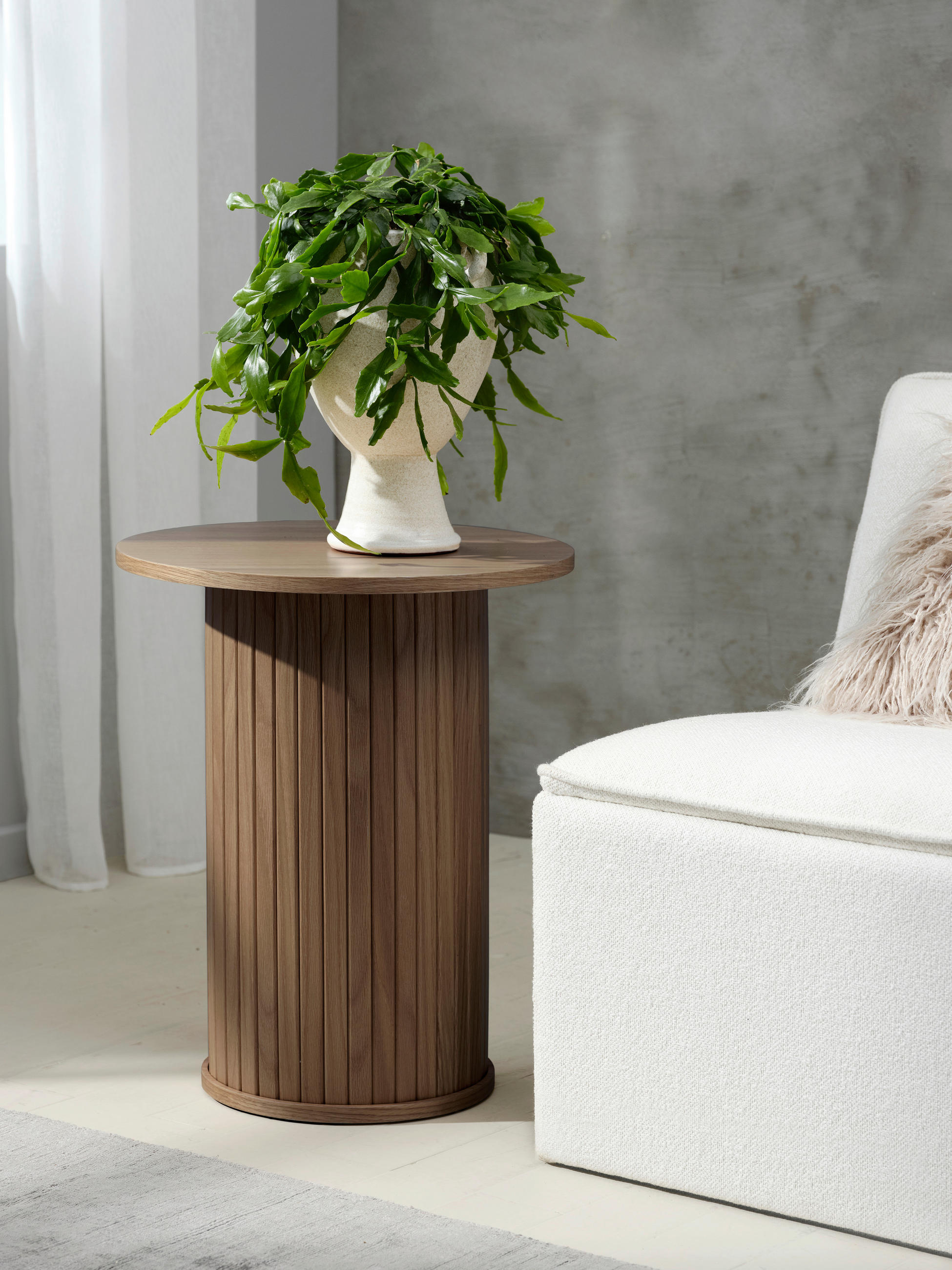BEISTELLTISCH 50/50/55 cm furniert Eichefarben rund - Eichefarben, Trend, Holzwerkstoff (50/50/55cm) - home24