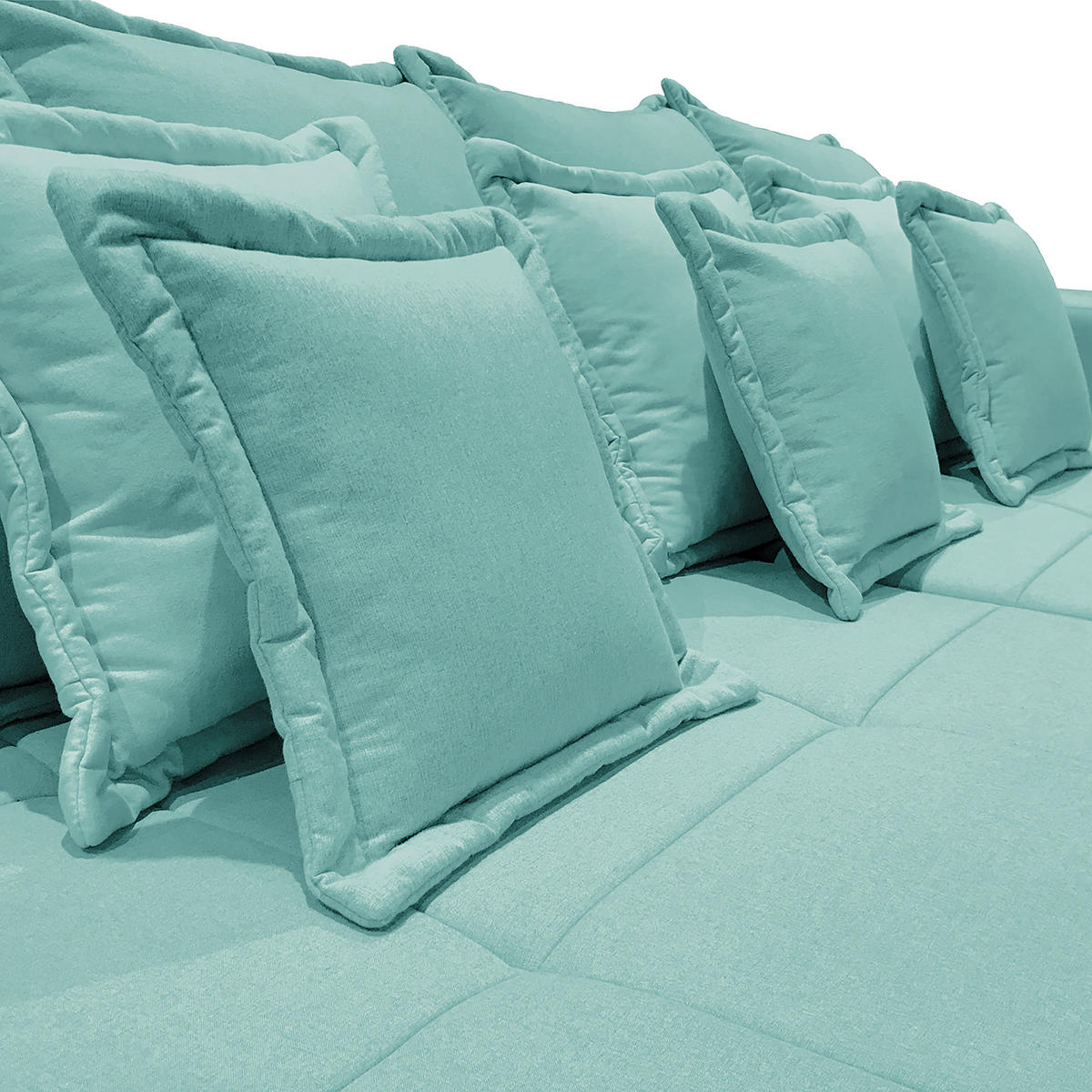 BIGSOFA in Textilgeflecht Hellblau  - Schwarz/Hellblau, Design, Kunststoff/Textil (289/85/110cm) - Livetastic