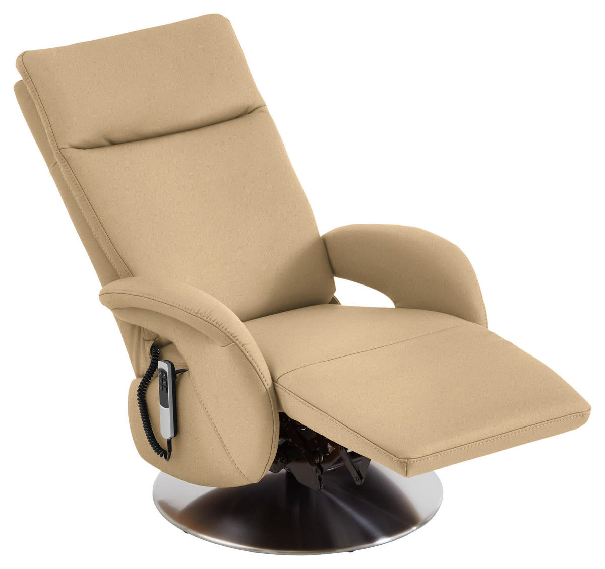 RELAXSESSEL Leder Beige  - Edelstahlfarben/Beige, Design, Leder/Metall (70/108/80cm) - Cantus