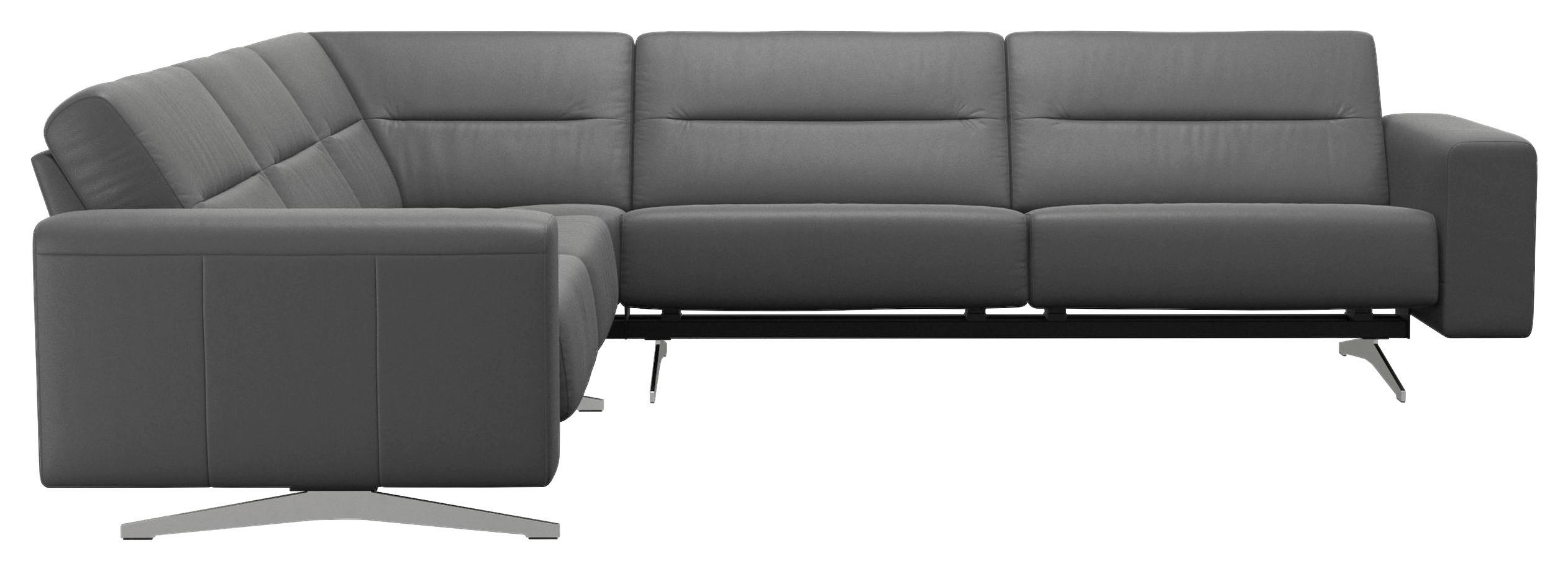 WOHNLANDSCHAFT Dunkelgrau Echtleder  - Chromfarben/Dunkelgrau, Design, Leder/Metall (264/294cm) - Stressless