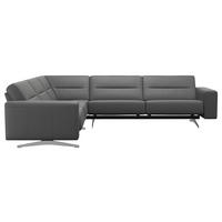 WOHNLANDSCHAFT Dunkelgrau Echtleder  - Chromfarben/Dunkelgrau, Design, Leder/Metall (264/294cm) - Stressless