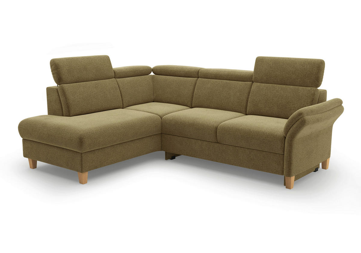 ECKSOFA GLENDALE E Olivgrün Flachgewebe  - Eichefarben/Olivgrün, KONVENTIONELL, Holz/Textil (193/247cm) - Sit & More