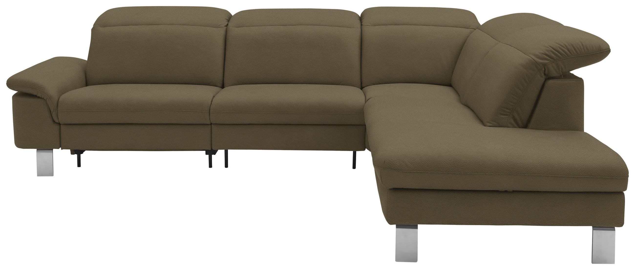 ECKSOFA in Echtleder Olivgrün  309/233 cm  - Edelstahlfarben/Olivgrün, Design, Leder/Metall (309/233cm) - Dieter Knoll