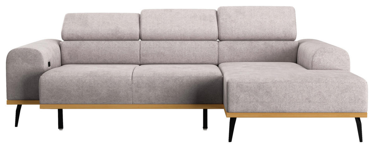 ECKSOFA Grau Mikrofaser  - Schwarz/Grau, KONVENTIONELL, Textil/Metall (244/157cm) - Cotta