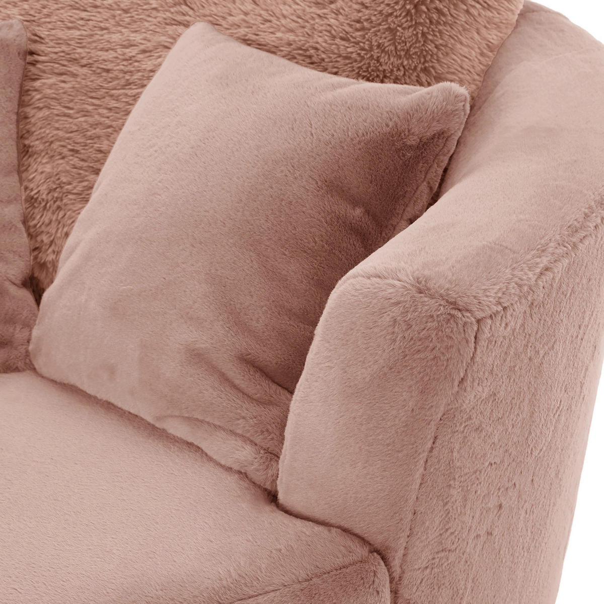 SESSEL in Plüsch Altrosa  - Schwarz/Altrosa, KONVENTIONELL, Textil/Metall (115/72/115cm) - Ambia Home