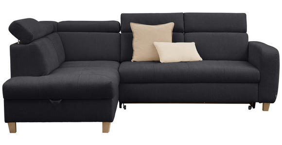ECKSOFA inkl. Funktionen Graphitfarben Samt - Graphitfarben, Natur, Holz/Textil (206/261cm) - Venda