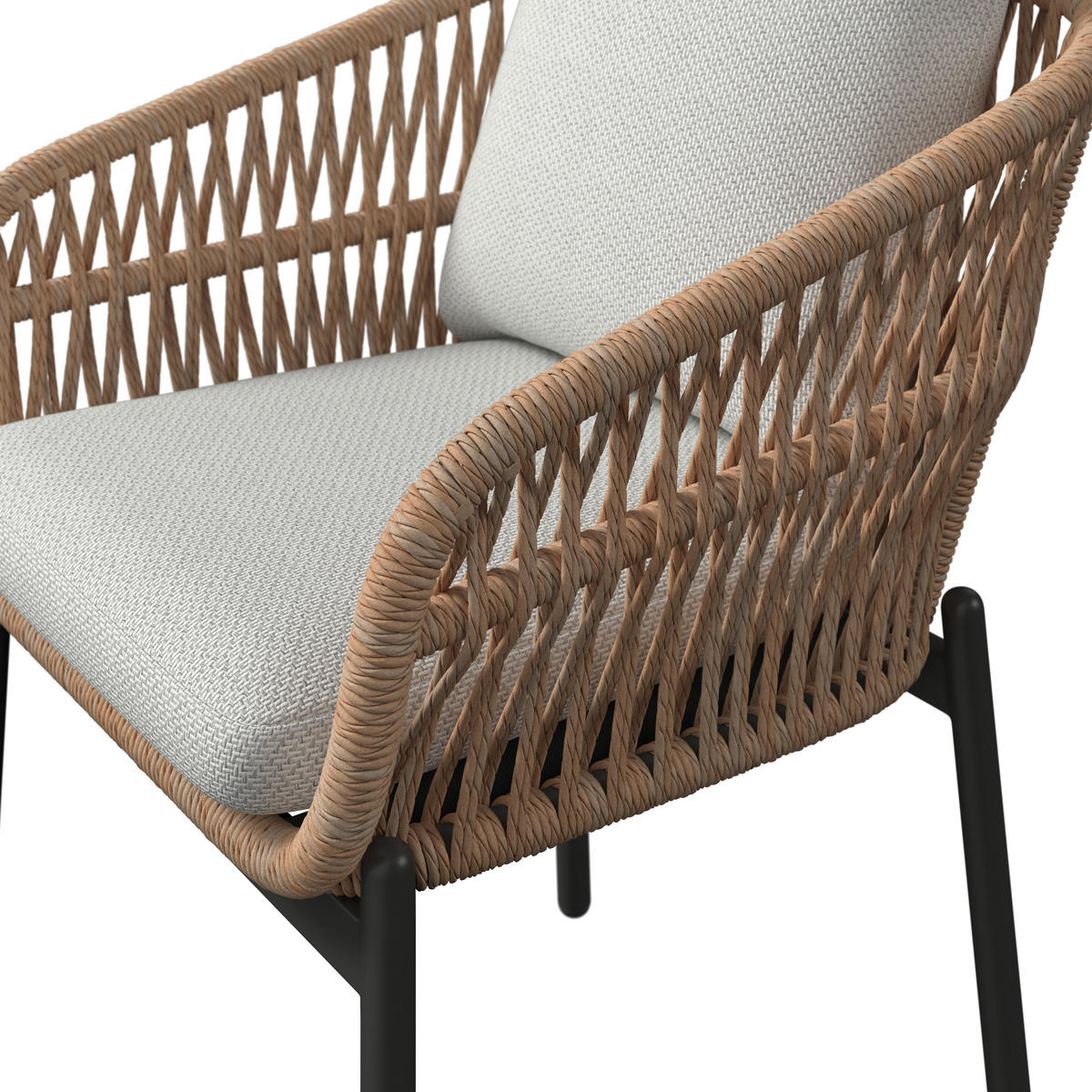 GARTENSTUHL Aluminium Anthrazit, Naturfarben, Hellgrau  - Anthrazit/Hellgrau, Basics, Kunststoff/Textil (63/80/61cm) - Ambia Garden