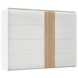 SCHWEBETÜRENSCHRANK  in Weiß, Eichefarben  - Eichefarben/Weiß, Design, Glas/Holzwerkstoff (301/223/68cm) - Novel