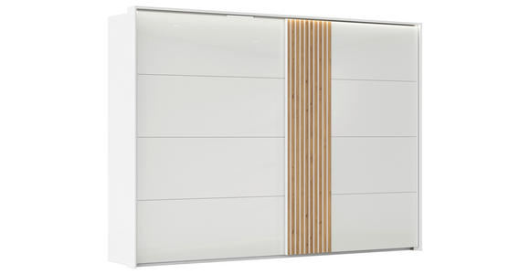 SCHWEBETÜRENSCHRANK in Weiß, Eichefarben - Eichefarben/Weiß, Design, Glas/Holzwerkstoff (301/223/68cm) - Novel