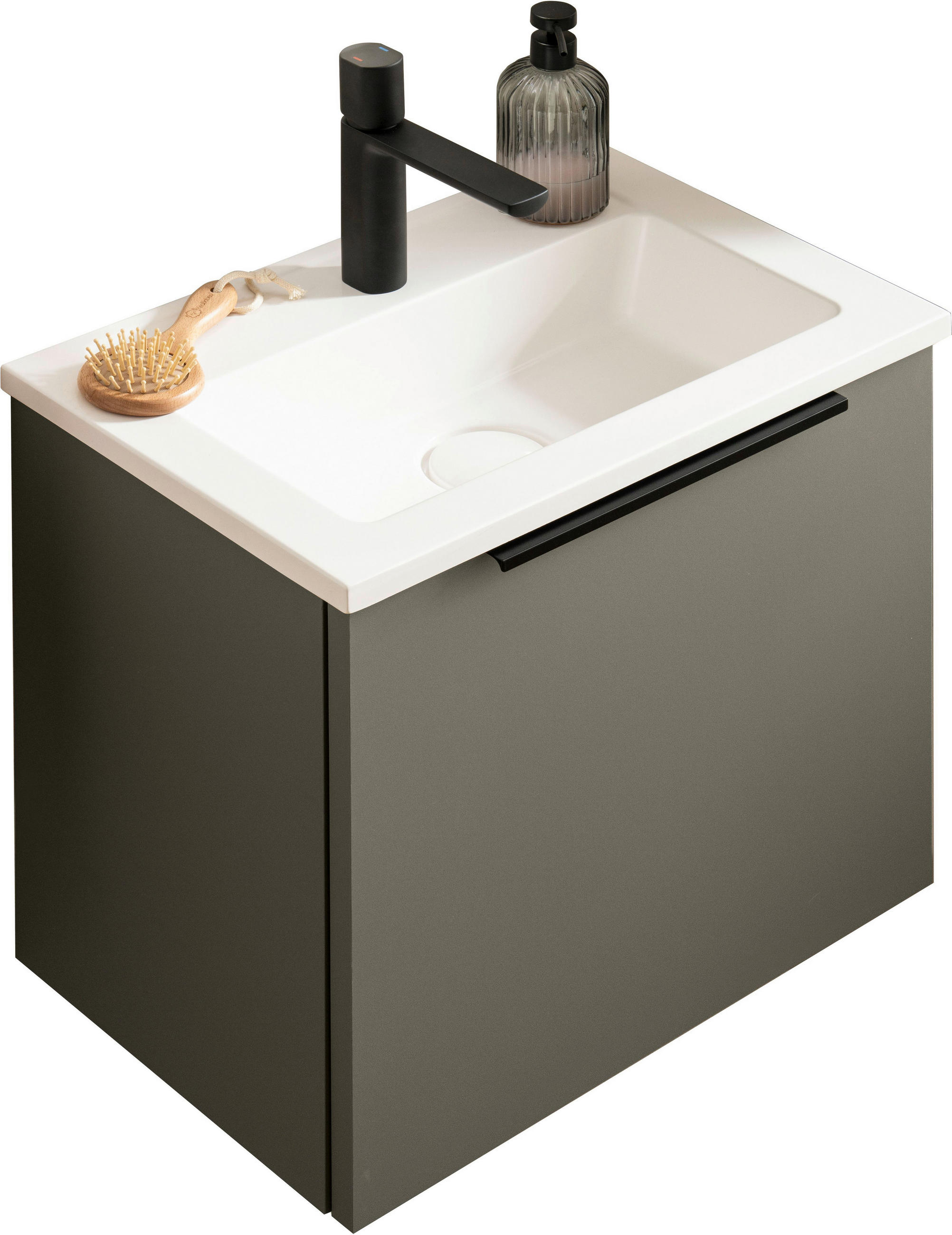 WASCHTISCHKOMBI 50 cm  - Schwarz/Weiß, KONVENTIONELL, Holzwerkstoff/Stein (50cm) - Novel