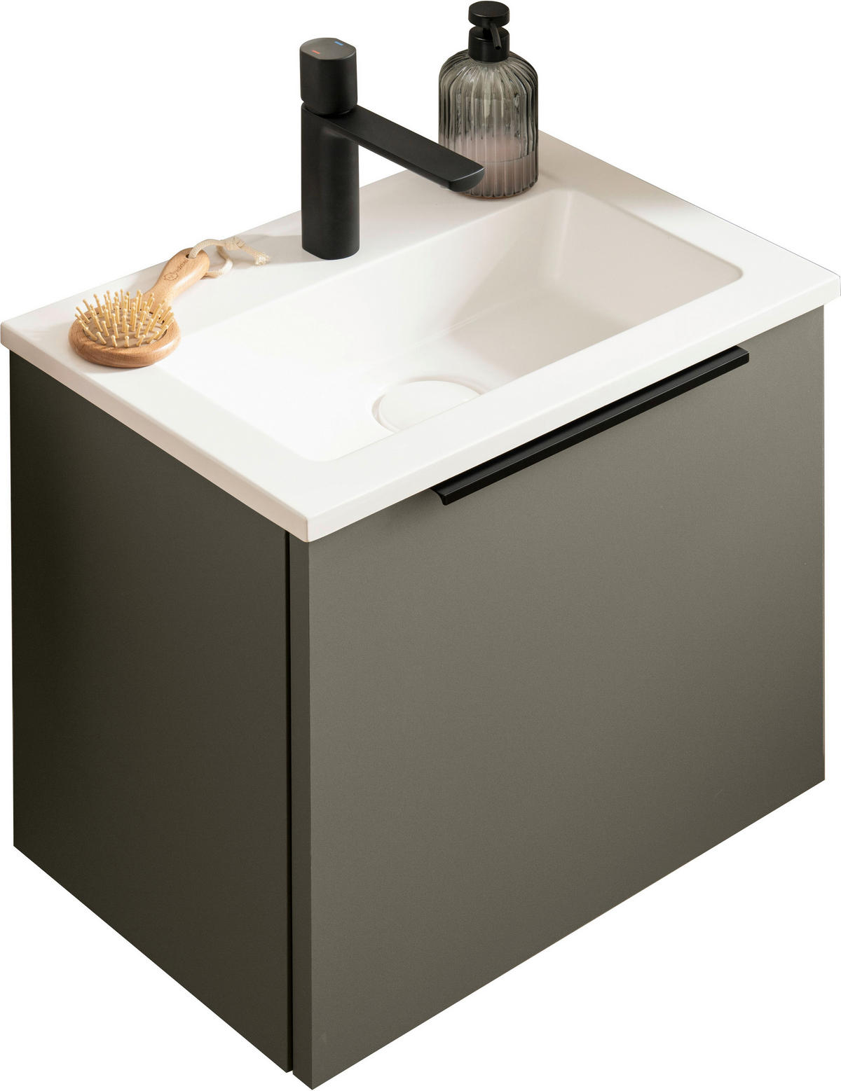 WASCHTISCHKOMBI 50 cm  - Weiss/Schwarz, Konventionell, Holzwerkstoff/Stein (50cm) - Novel