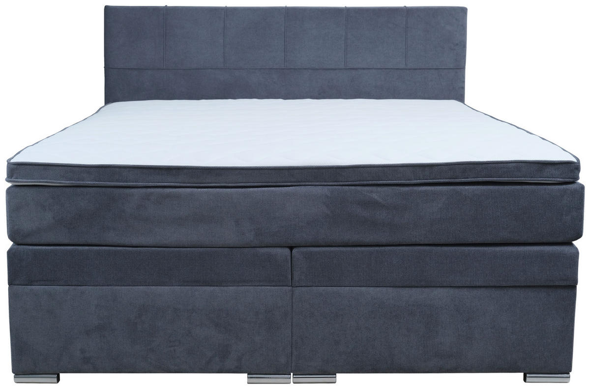 BOXSPRINGBETT 180/200 cm  in Dunkelgrau  - Chromfarben/Dunkelgrau, Design, Holz/Holzwerkstoff (180/200cm) - Boxxx