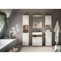 BADEZIMMER 5-teilig  in 134 cm  - Weiß Hochglanz/Silberfarben, MODERN, Glas/Holzwerkstoff (134cm) - MID.YOU