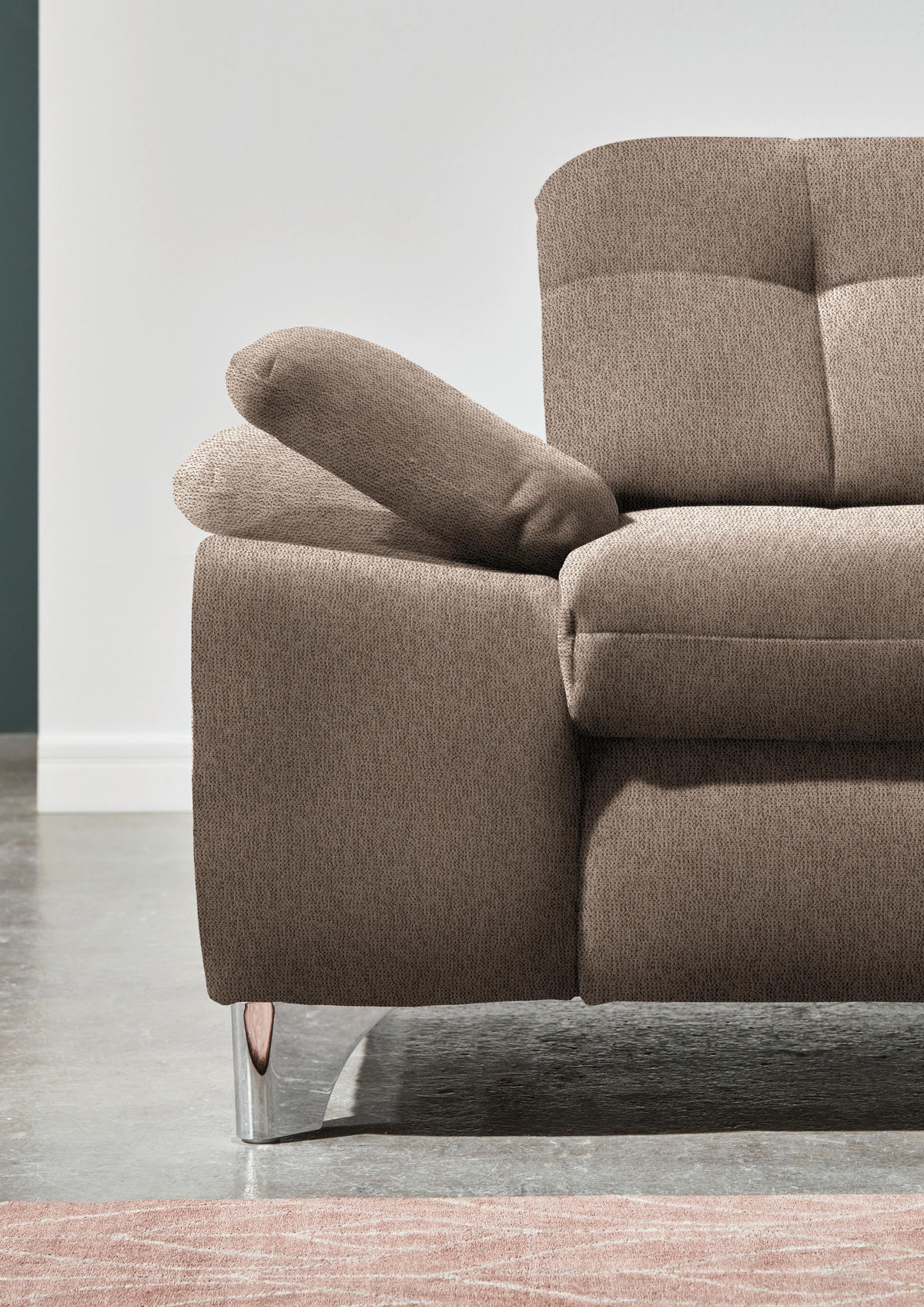 ECKSOFA in Chenille Hellbraun  - Chromfarben/Hellbraun, Design, Textil/Metall (310/260cm) - Beldomo Speed