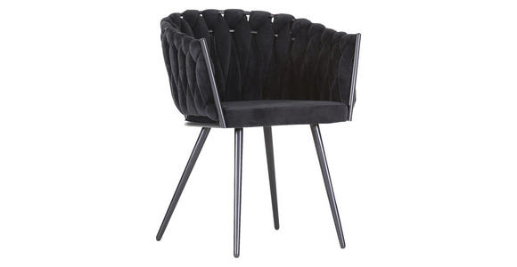ARMLEHNSTUHL   Samt  - Schwarz, LIFESTYLE, Textil/Metall (60/78/55cm) - Ambia Home