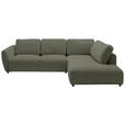 ECKSOFA  in Chenille Olivgrün  307/224 cm  - Schwarz/Olivgrün, KONVENTIONELL, Kunststoff/Textil (307/224cm) - Hom`in