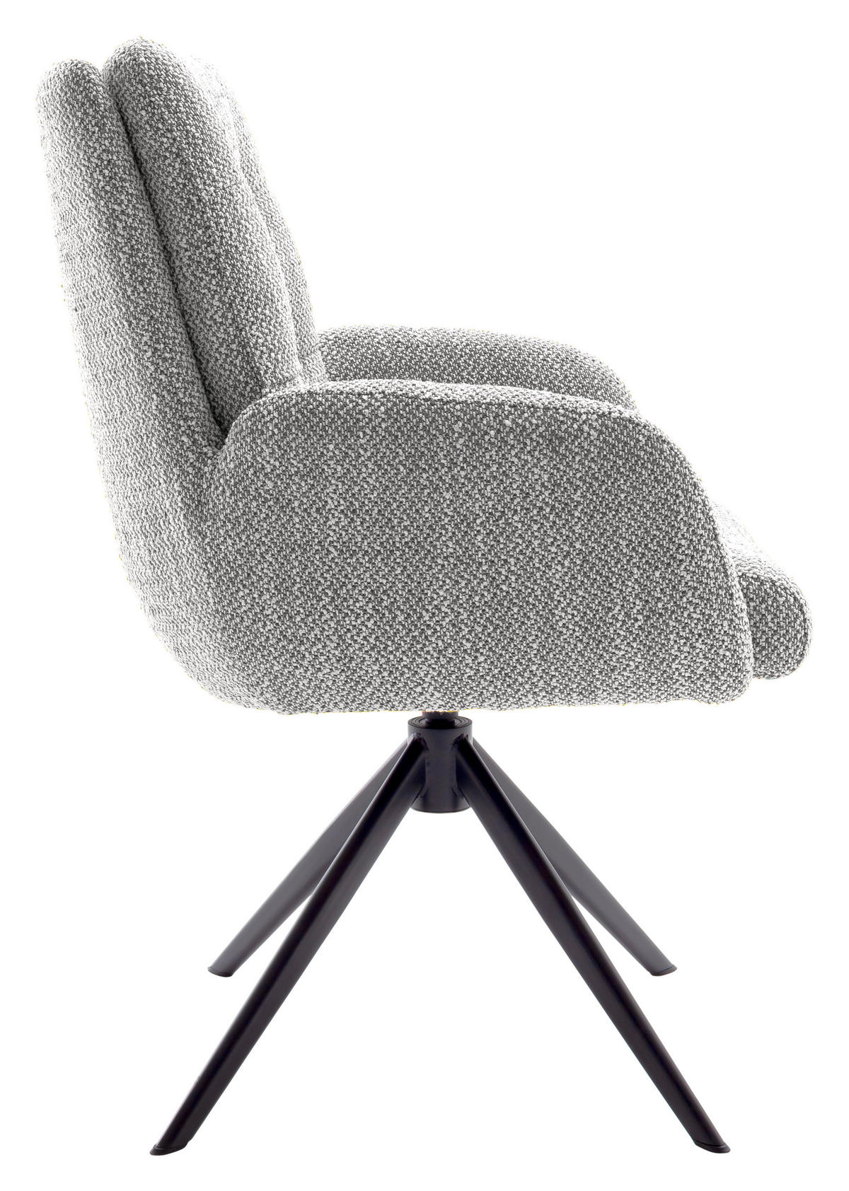 ARMLEHNSTUHL  , Stoffauswahl, Typenauswahl, Sitzfläche 360° drehbar  , Webstoff  ,  - Schwarz/Grau, Design, Textil/Metall (66/95/74cm) - Novel