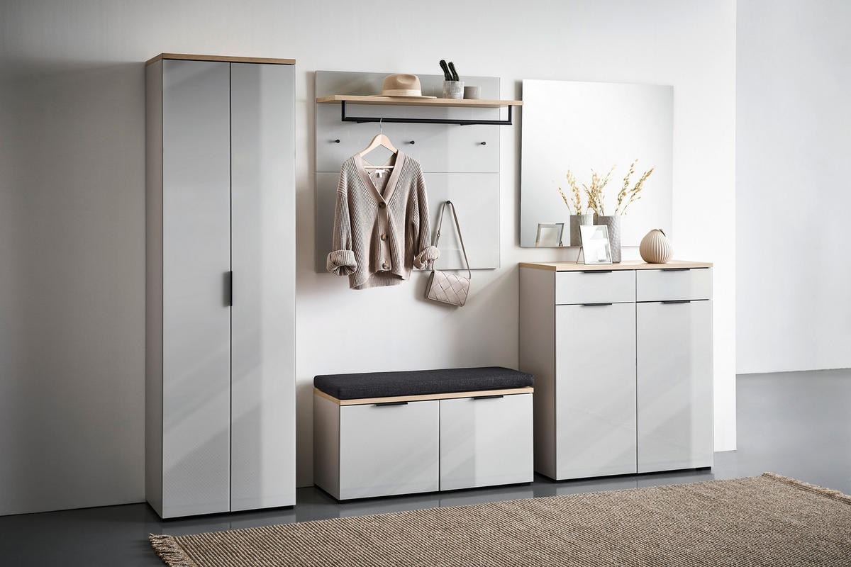 KLUPA ZA PREDSOBLJE - kašmir/boje hrasta, Design, staklo/drvni materijal (97/47/40cm)