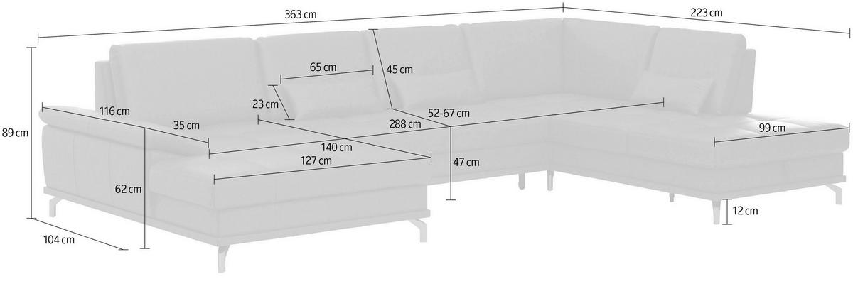 WOHNLANDSCHAFT COSTELLO E Anthrazit Echtleder  - Anthrazit/Schwarz, Basics, Leder/Textil (176/363/223cm) - Sit & More