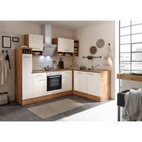 ECKKÜCHE  in Weiß, Wildeiche  - Wildeiche/Weiß Hochglanz, Basics, Holzwerkstoff/Metall - Respekta