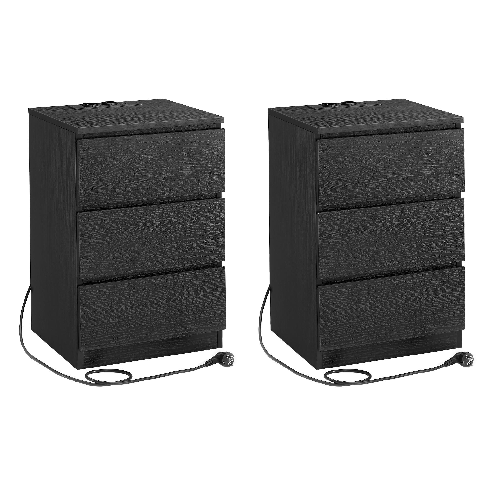 NACHTSCHRANKSET 40/59/35 cm  - Schwarz, MODERN, Holzwerkstoff (40/59/35cm) - MID.YOU