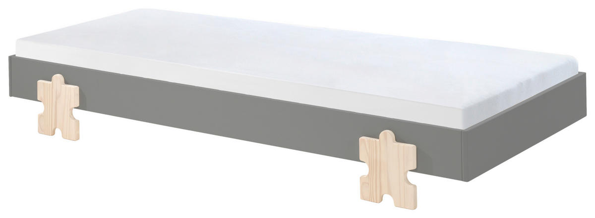 KINDER-/JUNIORBETT - Kieferfarben/Grau, MODERN, Holz/Holzwerkstoff (90/200cm) - MID.YOU