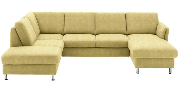WOHNLANDSCHAFT in Flachgewebe Hellgrün, Limette - Chromfarben/Limette, KONVENTIONELL, Textil/Metall (200/305/168cm) - Voleo
