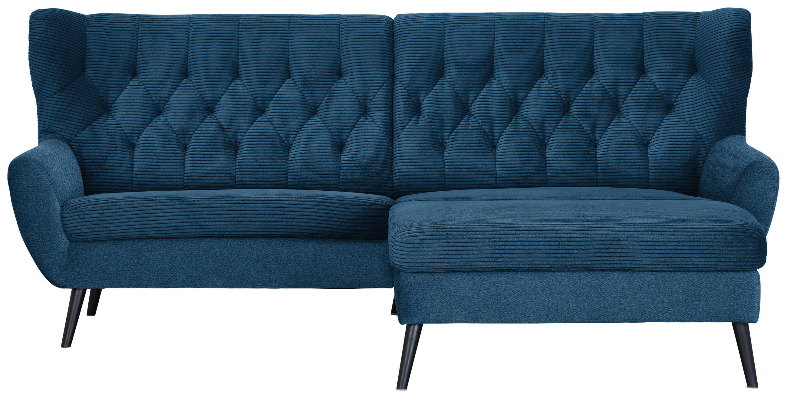 ECKSOFA  Cord Blau  - Blau/Schwarz, Design, Holz/Textil (237/165cm) - Stylife