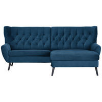 ECKSOFA  in Cord Blau Rücken echt  237/165 cm  - Blau/Schwarz, Design, Holz/Textil (237/165cm) - Stylife
