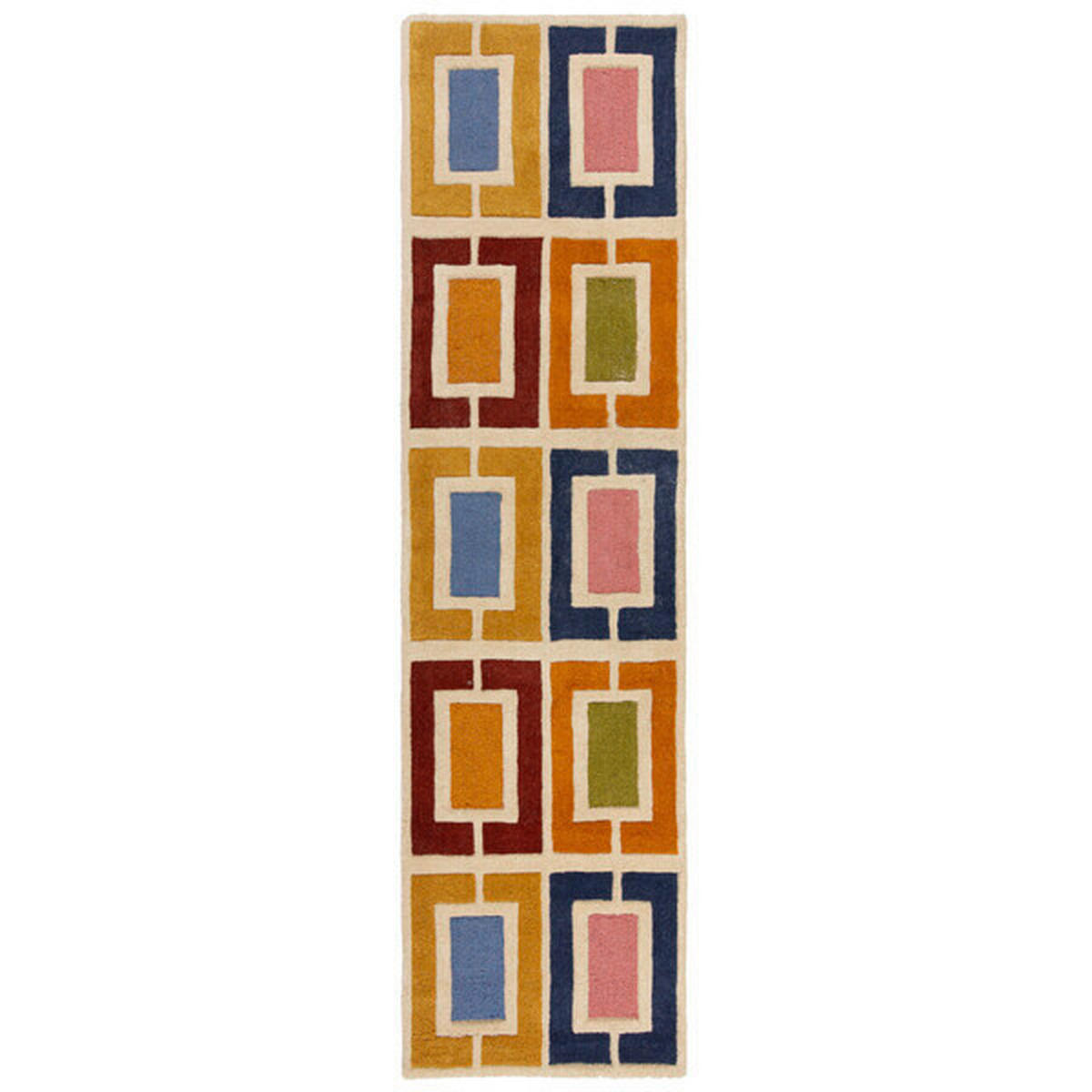 WOLLTEPPICH 60/230 cm RETRO BLOCKS Multicolor  - Multicolor, KONVENTIONELL, Textil (60/230cm)