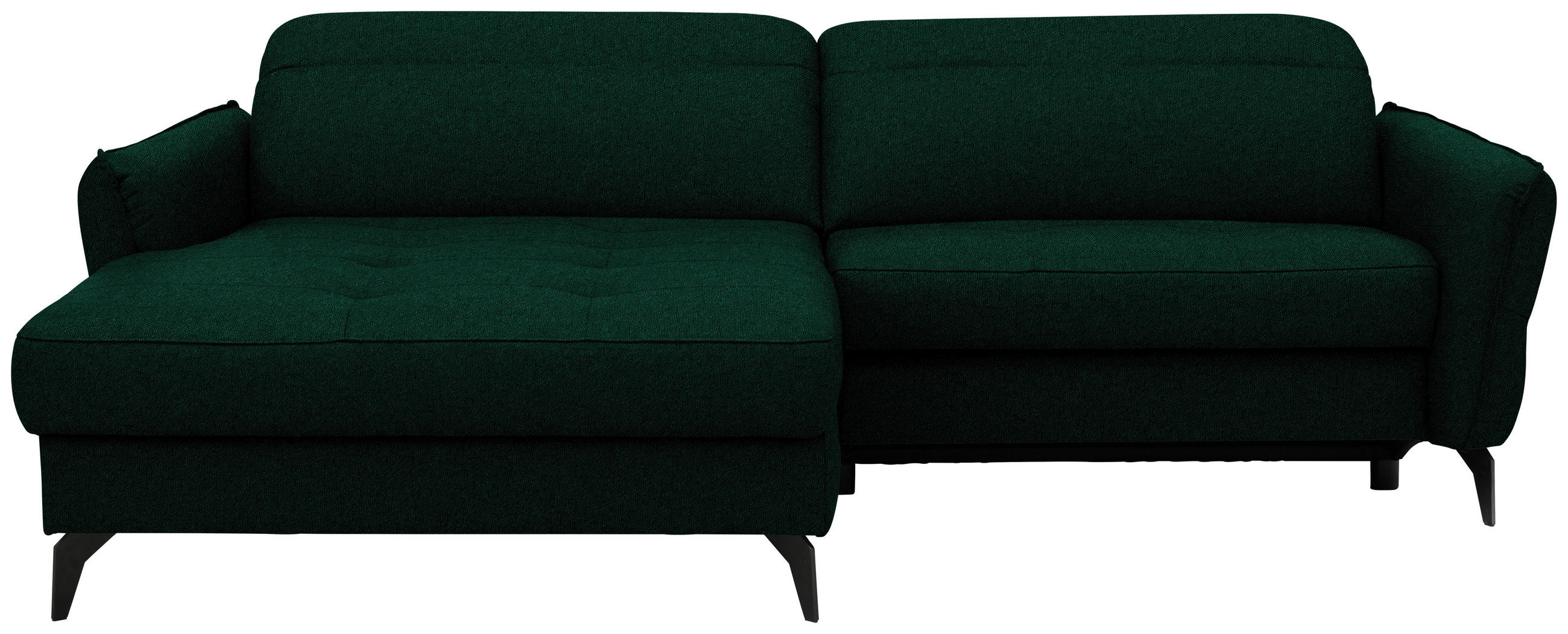 ECKSOFA Flachgewebe Waldgrün  - Waldgrün/Schwarz, Design, Textil/Metall (175/246cm) - Celina