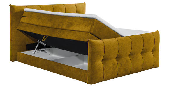 BOXSPRINGBETT 180/200 cm in Senfgelb - Senfgelb/Schwarz, KONVENTIONELL, Kunststoff/Textil (180/200cm) - Esposa