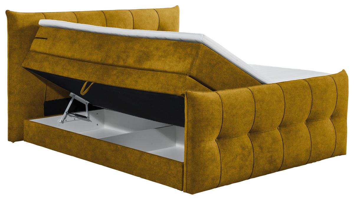 BOXSPRINGBETT 180/200 cm  in Senfgelb  - Senfgelb/Schwarz, Konventionell, Kunststoff/Textil (180/200cm) - Esposa