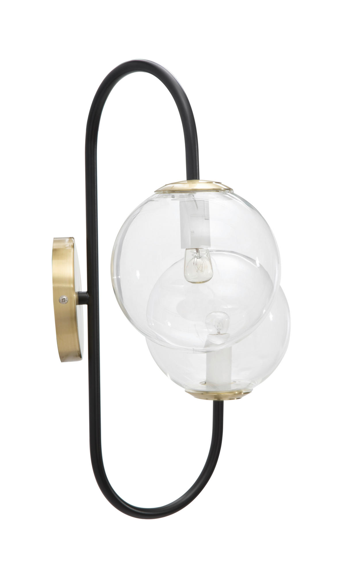 WANDLEUCHTE 36/24/45 cm  - Goldfarben/Schwarz, Trend, Glas/Metall (36/24/45cm) - Mauro Ferretti