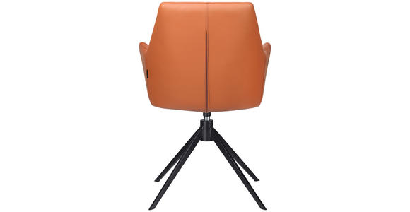 ARMLEHNSTUHL  Lederauswahl, Sitzfläche 360° drehbar, inklusive Armlehnen  Echtleder  - Cognac/Schwarz, KONVENTIONELL, Leder/Metall (59,5/87,5/63cm) - Novel