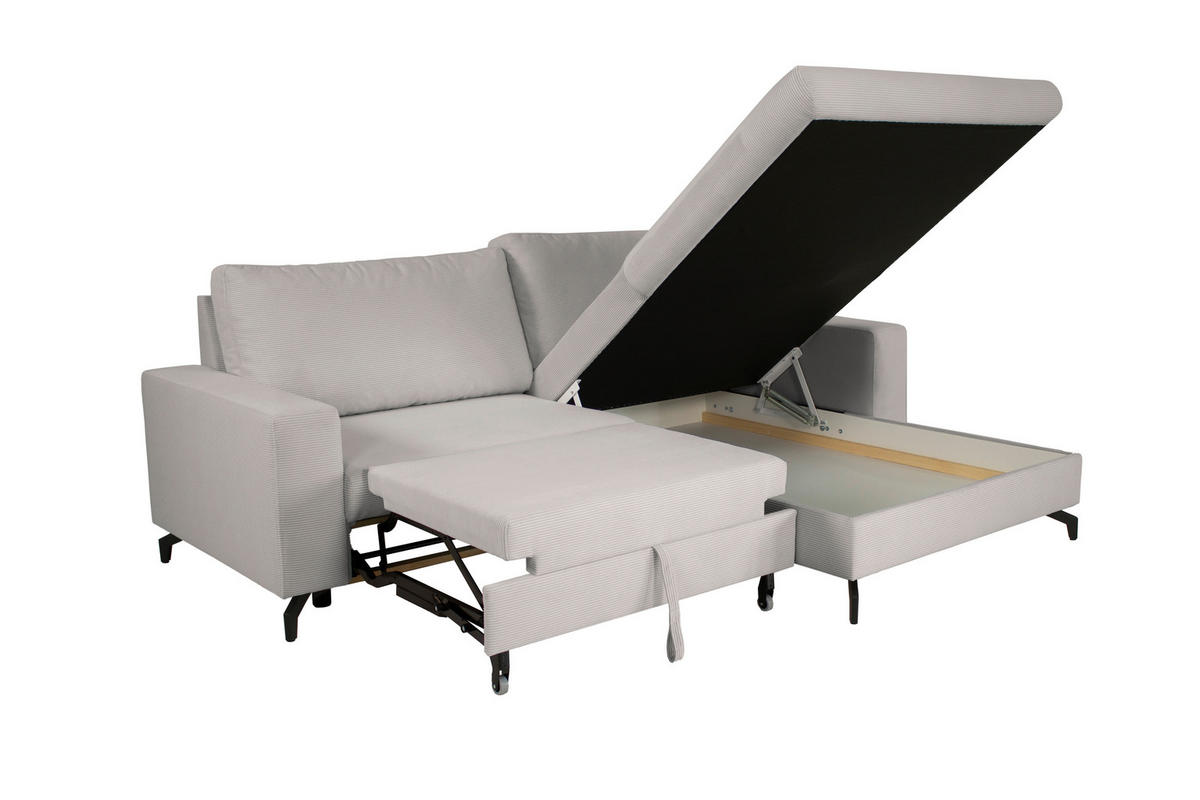 ECKSOFA CLARA Silberfarben Rückenkissen, Bettkasten, Liegefläche im Originalstoff  - Silberfarben, MODERN, Textil (240/177cm) - P & B