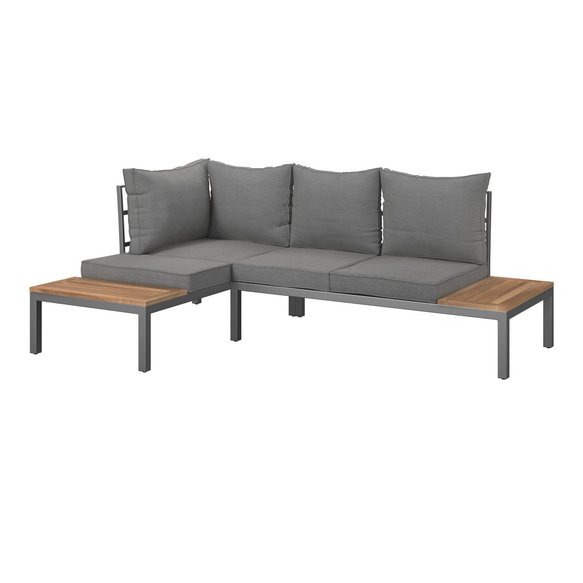 LOUNGEGARNITUR  138/207 cm  Akazie vollmassiv Stahl  - Braun/Grau, MODERN, Holz/Metall (138/207cm) - Ambia Garden
