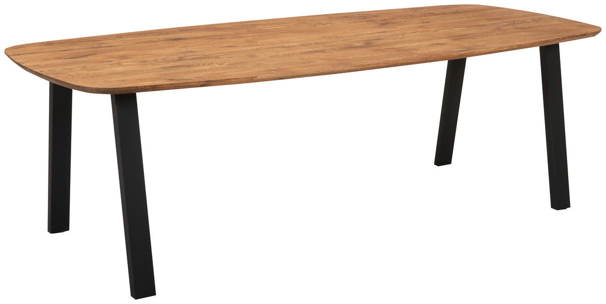 ESSTISCH Eiche vollmassiv oval Schwarz, Eiche dunkel  - Eiche dunkel/Schwarz, Design, Holz/Metall (240/110/76cm) - Welnova