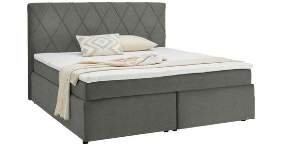 BOXSPRINGBETT 180/200 cm in Hellgrau - Hellgrau/Schwarz, Design, Kunststoff/Textil (180/200cm) - Xora